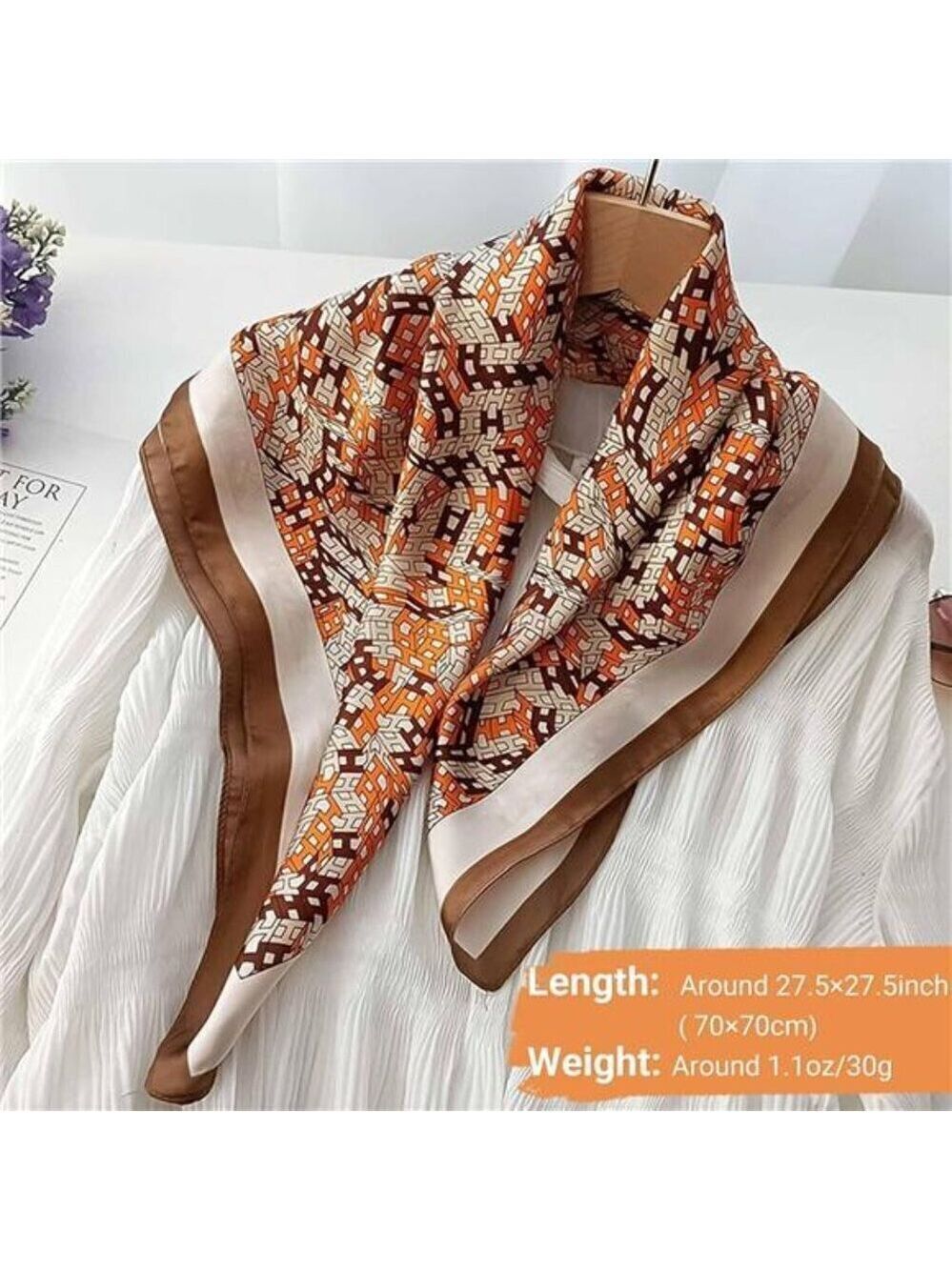 Hair Bandanas Scarf For Women Lightweight Orange Fashion Neck Silk Satin Head